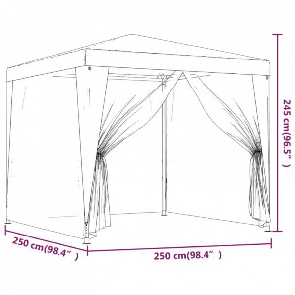 Namiot z 4 ścianami z siatki, niebieski, 2,5x2,5 m, HDPE