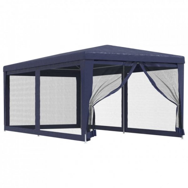 Namiot imprezowy z 6 ścianami z siatki, niebieski, 3x6 m, HDPE