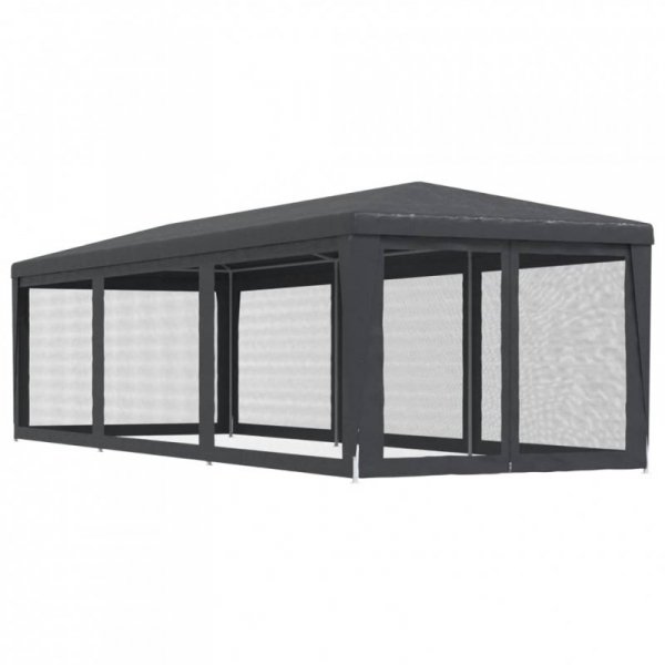 Namiot imprezowy z 8 ścianami z siatki, antracyt, 3x9 m, HDPE