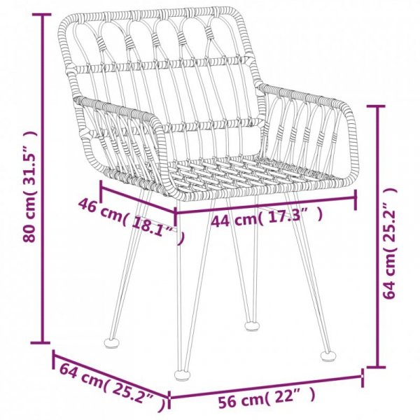 Krzesła ogrodowe, 2 szt., czarne, 56x64x80 cm, rattan PE