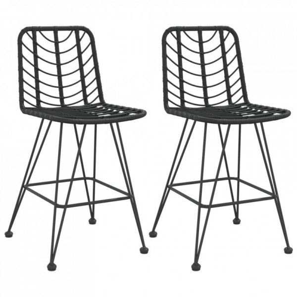 Stołki barowe, 2 szt., czarne 45x56x103,5 cm, PE, rattan i stal