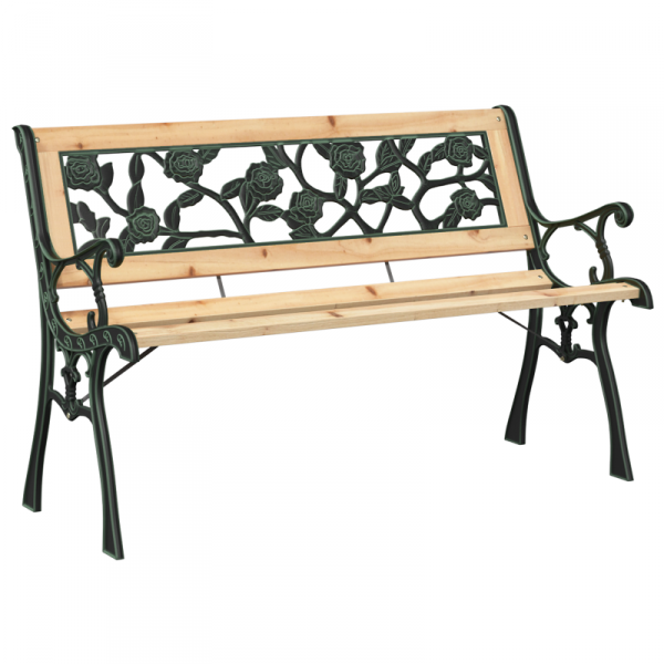 ławka ogrodowa  z plecami w różany wzór 116 cm z drewna