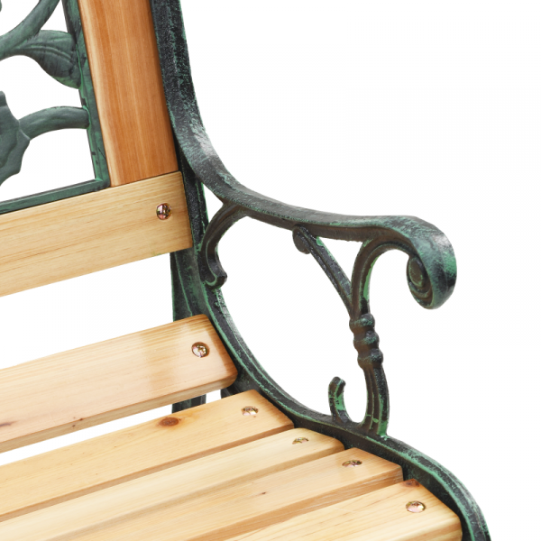 ławka ogrodowa  z plecami w różany wzór 116 cm z drewna