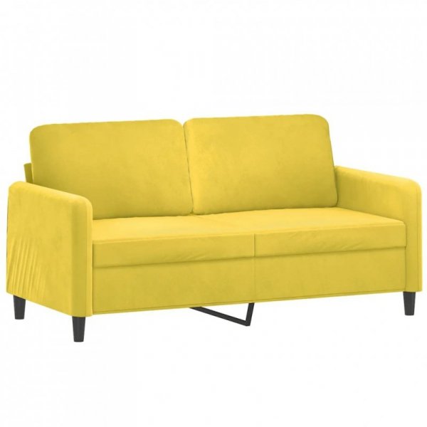 2-osobowa sofa z poduszkami, żółta, 140 cm, aksamit