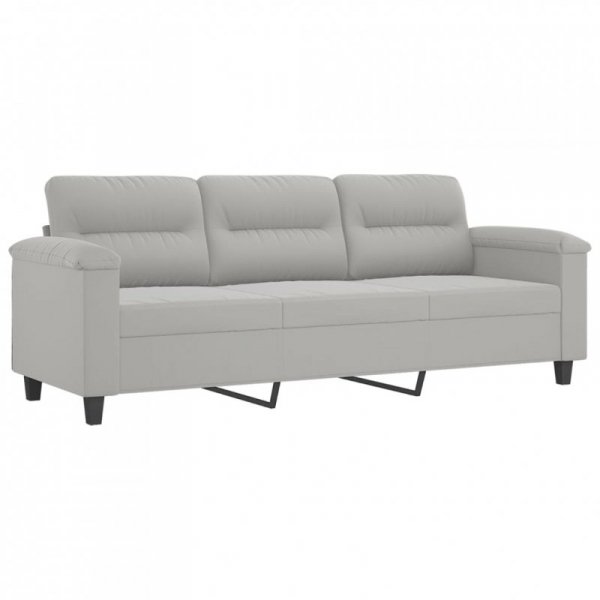 3-os. sofa z podnóżkiem, jasnoszara, 180 cm, obita mikrofibrą