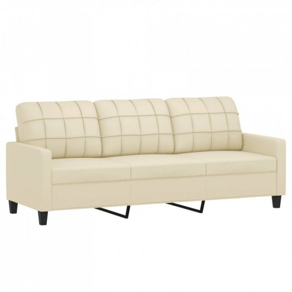 2-osobowa sofa z poduszkami, kremowa, sztuczna skóra