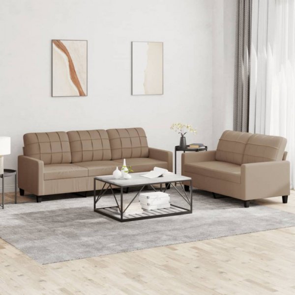 2-osobowa sofa z poduszkami, cappuccino, sztuczna skóra