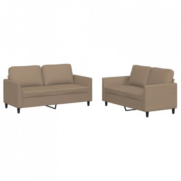 2-osobowa sofa z poduszkami, cappuccino, sztuczna skóra