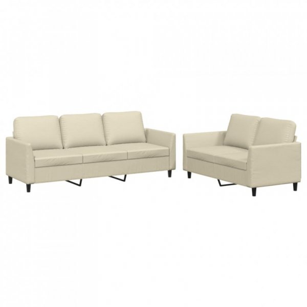 2-osobowa sofa z poduszkami, kremowa, sztuczna skóra