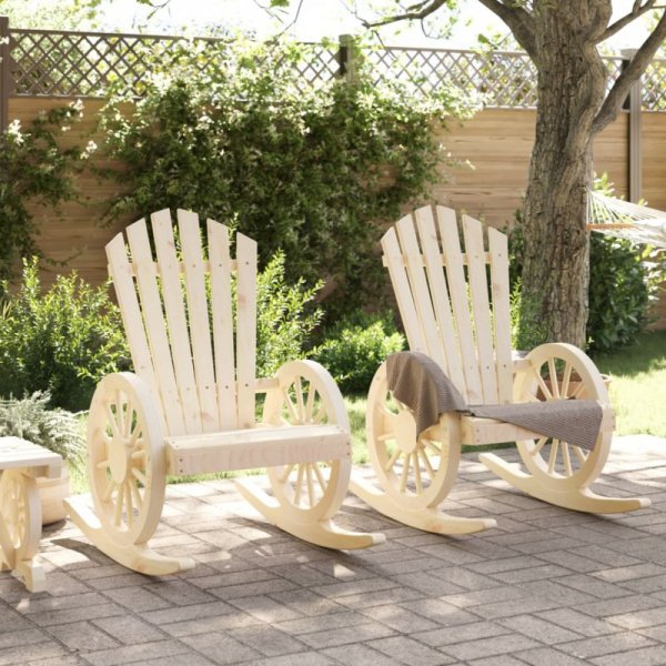 Krzesła bujane Adirondack, 2 szt., lite drewno jodłowe