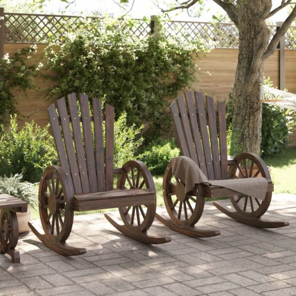 Krzesła bujane Adirondack, 2 szt., lite drewno jodłowe