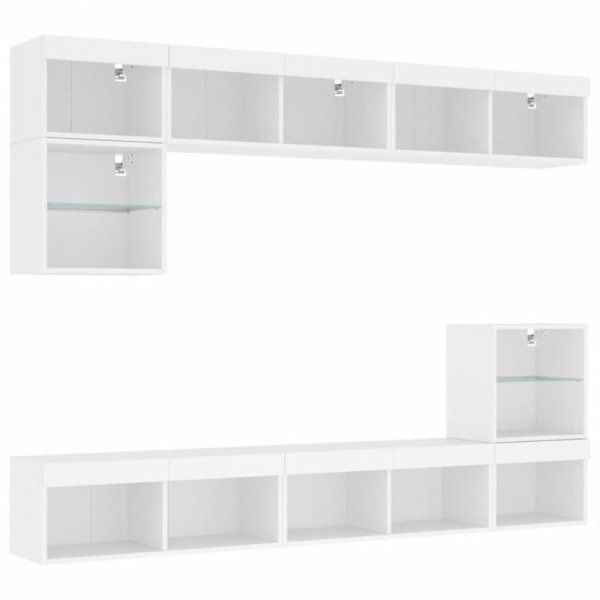 8-częściowy zestaw mebli TV z LED, biały