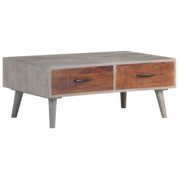 Stolik kawowy, szary, 100x60x40 cm, lite, surowe drewno mango