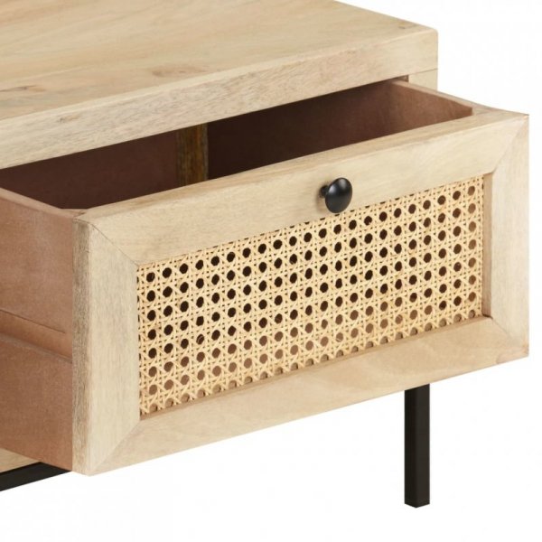 Stolik kawowy, 90x50x37 cm, drewno mango i naturalna trzcina