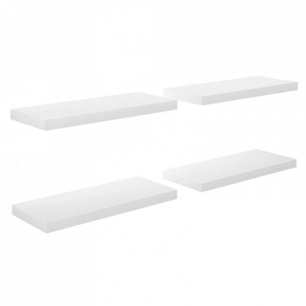 Półki ścienne 4 szt., wysoki połysk, białe, 60x23,5x3,8 cm, MDF