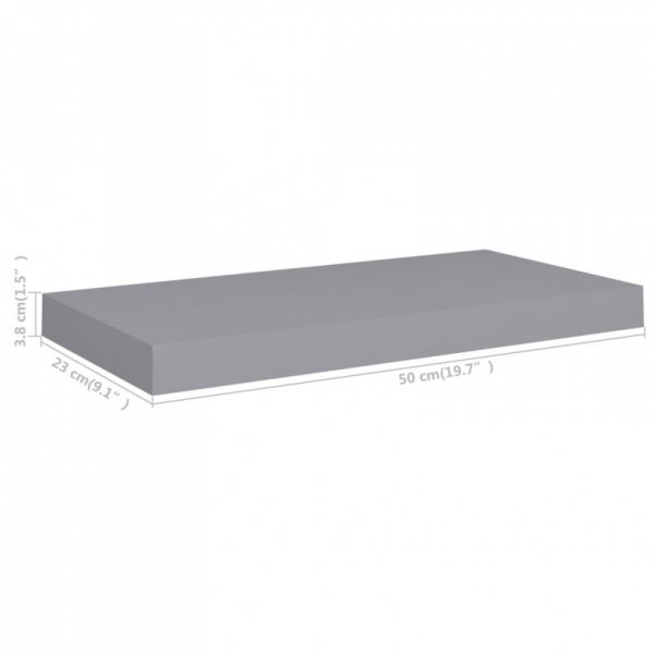 Półki ścienne, 2 szt., szare, 50x23x3,8 cm, MDF