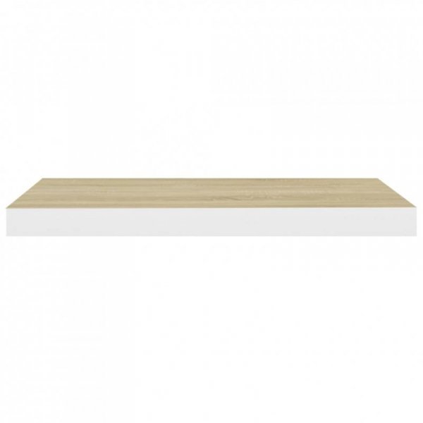 Półki ścienne, 4 szt., kolor dębu i biel, 60x23,5x3,8 cm, MDF