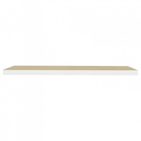 Półki ścienne, 2 szt., dębowo-białe, 90x23,5x3,8 cm, MDF