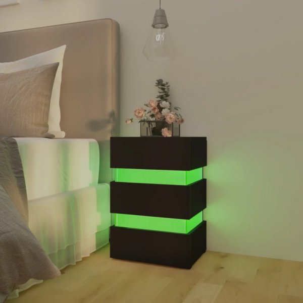 Szafka nocna z LED, czarna 45x35x67 cm, materiał drewnopochodny
