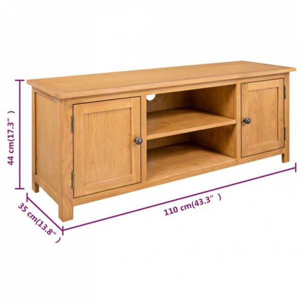 Szafka pod telewizor, 110x35x44 cm, lite drewno dębowe
