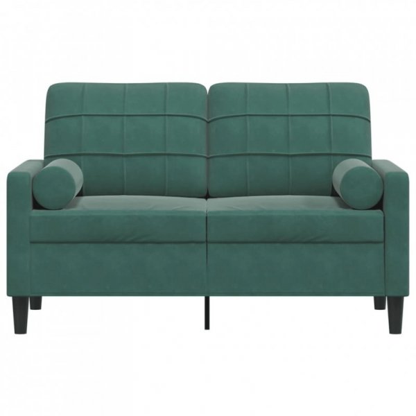 2-osobowa sofa z poduszkami, ciemnozielona, 120 cm, aksamit