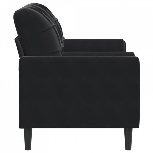 2-osobowa sofa z poduszkami, czarna, 140 cm, aksamit