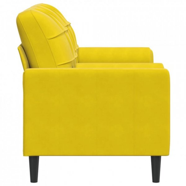 2-osobowa sofa z poduszkami, żółta, 140 cm, aksamit