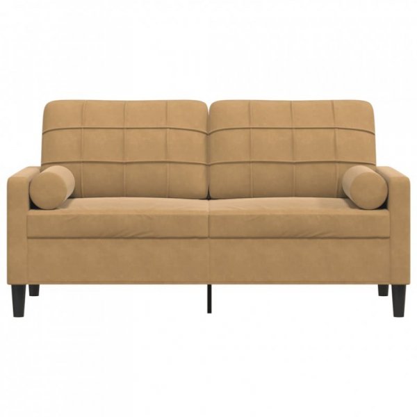2-osobowa sofa z poduszkami, kolor cappuccino, 140 cm, aksamit