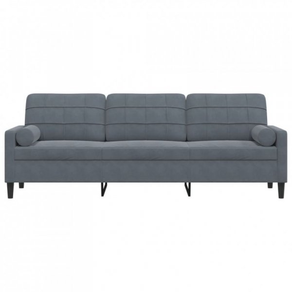 3-osobowa sofa z poduszkami, ciemnoszara, 210 cm, aksamit