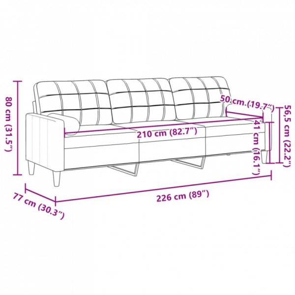 3-osobowa sofa z poduszkami, żółta, 210 cm, aksamit