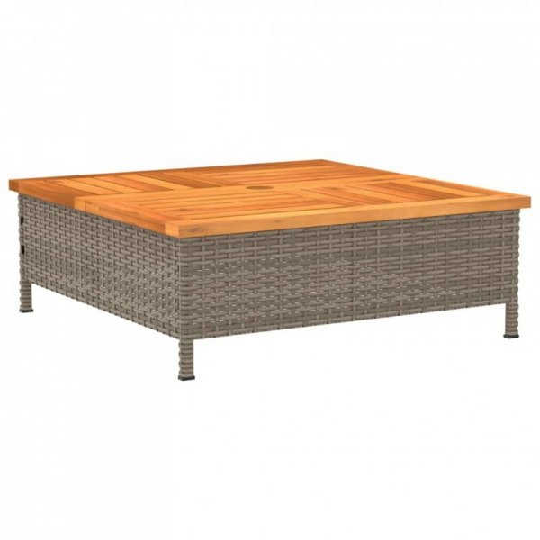 Stolik ogrodowy, szary, 70x70x25 cm, rattan i drewno akacjowe