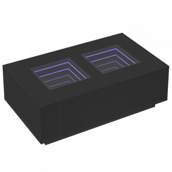 Stolik kawowy z LED Infinity, czarny, 116x69x40 cm