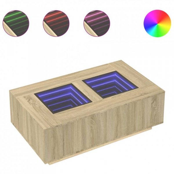 Stolik kawowy z LED Infinity, dąb sonoma, 116x69x40 cm