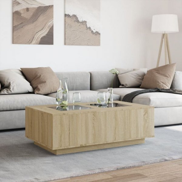 Stolik kawowy z LED Infinity, dąb sonoma, 116x69x40 cm