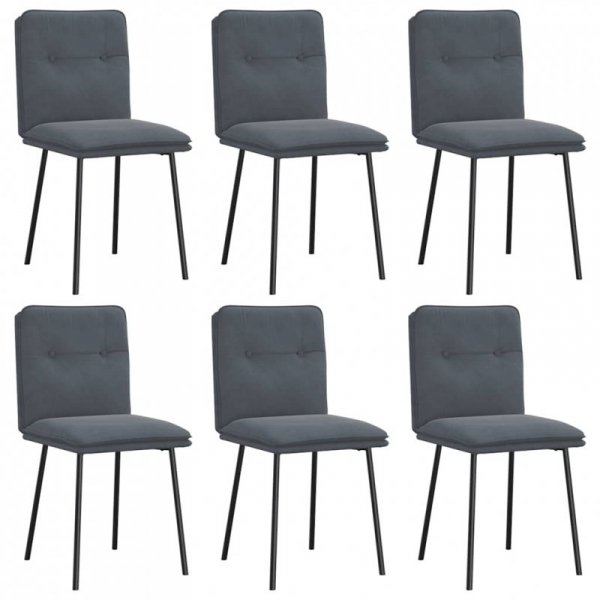 Krzesła stołowe, 6 szt., ciemnoszare, obite aksamitem
