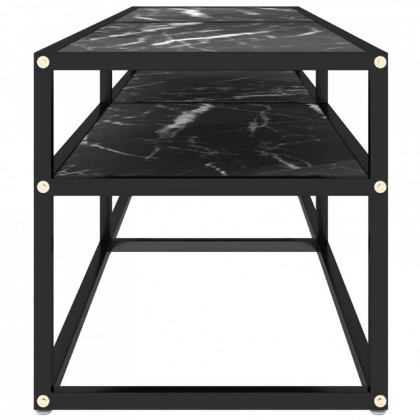 Szafka pod TV, czarny marmur, 140x40x40,5 cm, szkło hartowane