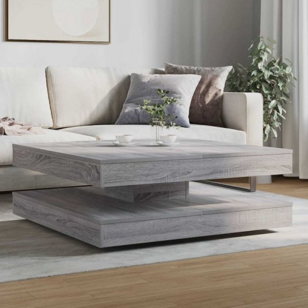 Stolik kawowy obrotowy 360 stopni Szary Sonoma 90x90x34,5 cm