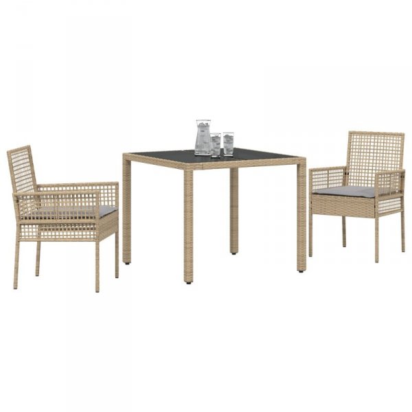 Zestaw 2 Beżowy Polirattan 90 x 90 x 75 cm