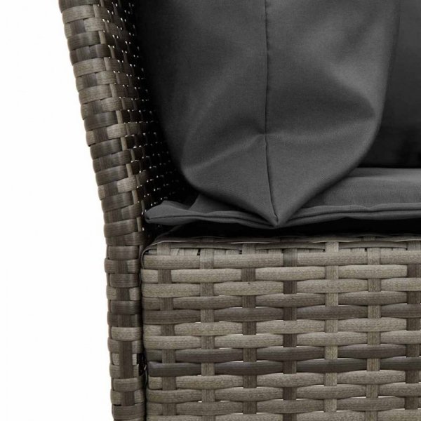 Sofa ogrodowa z poduszkami, szara, polirattanowa