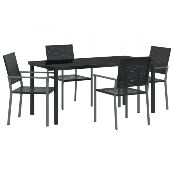 Zestaw 3 Czarny Polirattan, stal malowana proszkowo 54x62,5x89 cm