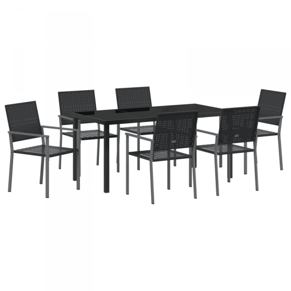Zestaw 4 Czarny Polirattan, stal malowana proszkowo 54x62,5x89 cm