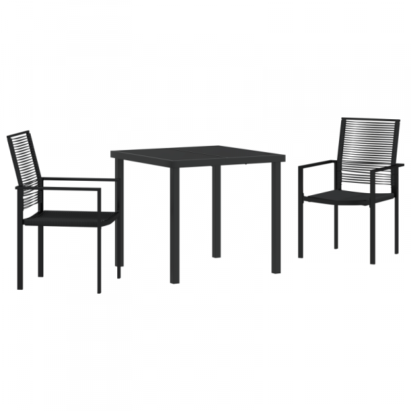 3-częściowy zestaw mebli ogrodowych  Czarny Rattan PVC