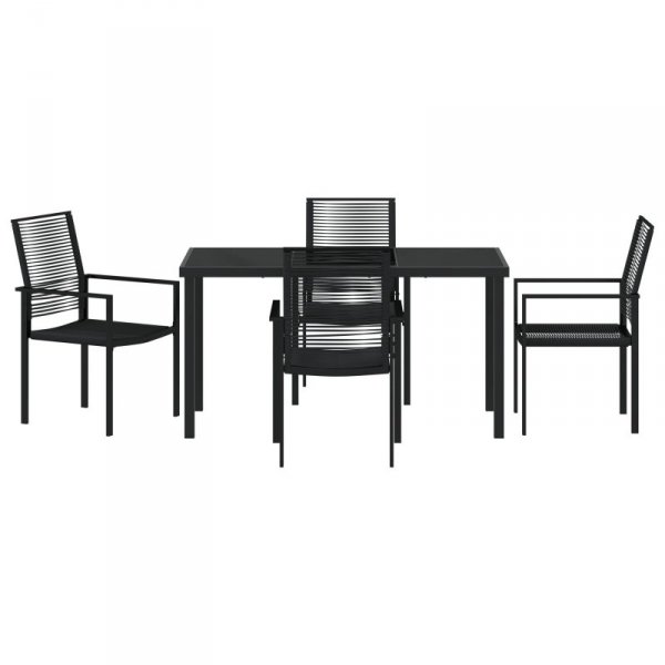 Zestaw 5-częściowy jadalnia ogrodowa  czarny PVC rattan