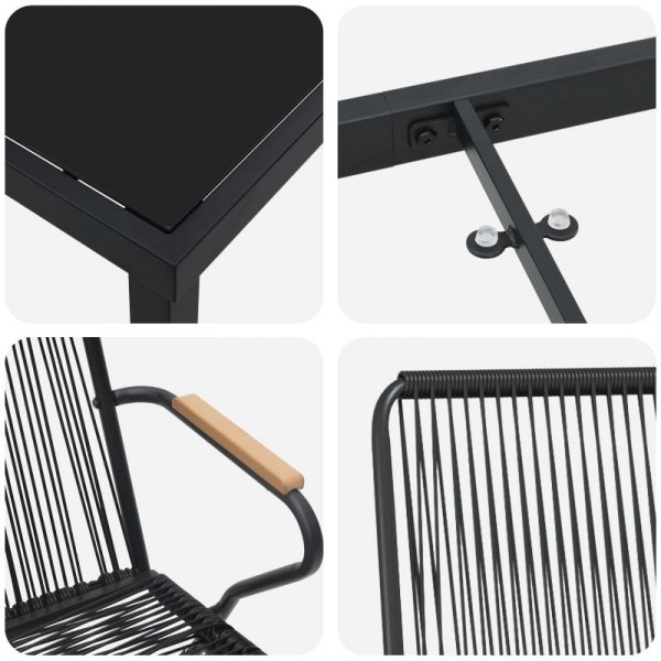 Zestaw 5-częściowy do jadalni w ogrodzie Czarny rattan PVC