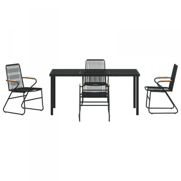 Zestaw jadalny 5 częściowy  Czarny PVC Rattan