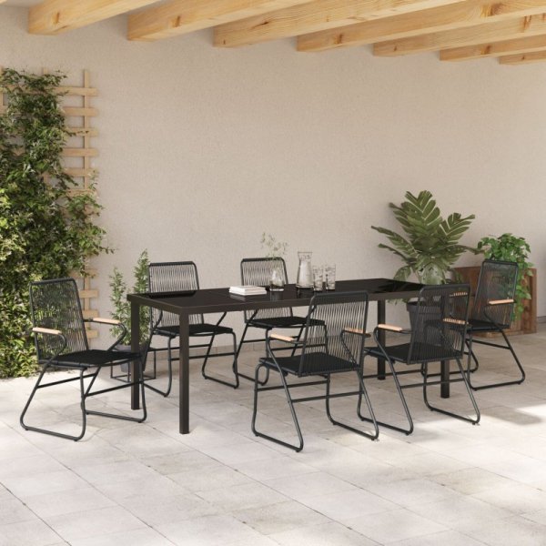 Zestaw do jadalni 7-elementowy  czarny PVC rattan