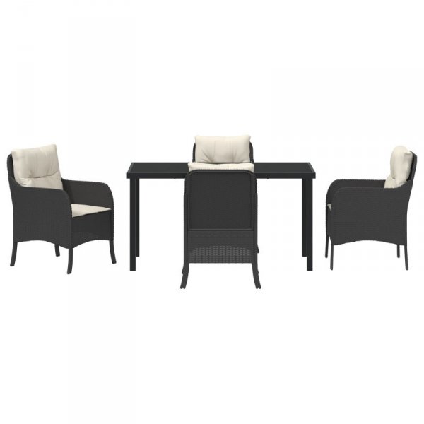 Zestaw 5 Piece Garden Dining Set z poduszkami czarny polirattan