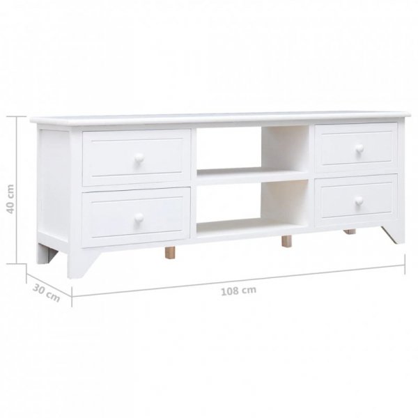 Szafka pod TV, biała,108x30x40 cm, drewno paulownia