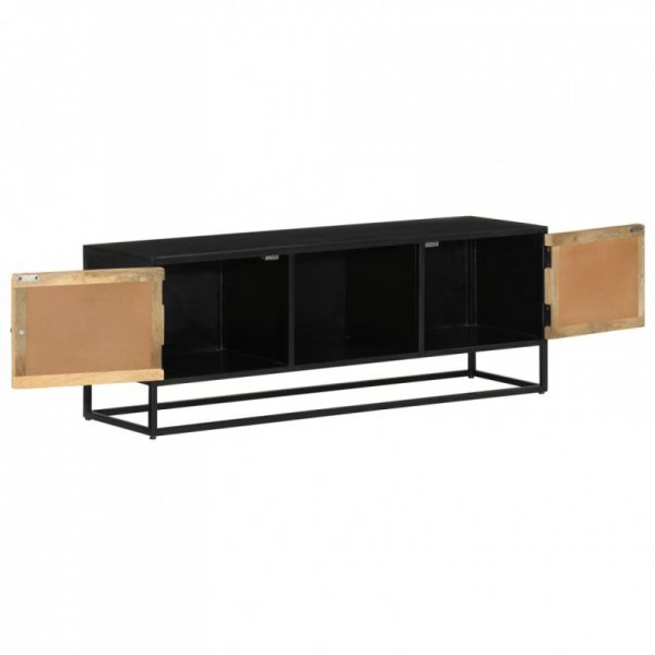 Szafka pod TV, 110x30x40 cm, lite drewno mango i żelazo