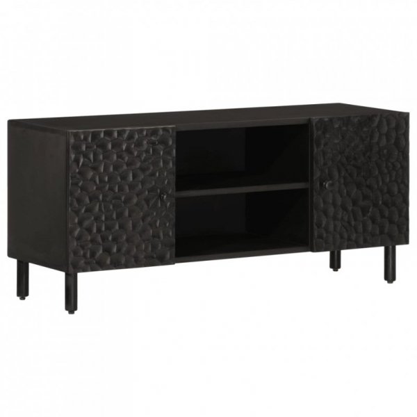 Szafka pod telewizor, czarna, 105x33x46 cm, lite drewno mango